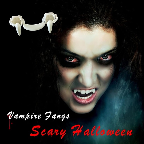 Vampire Retractable Zombie Fangs, Halloween Creepy Reusable Plastic Adult Fangs - Picture 2 of 7